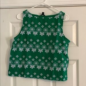 Floral Green Sleeveless Top